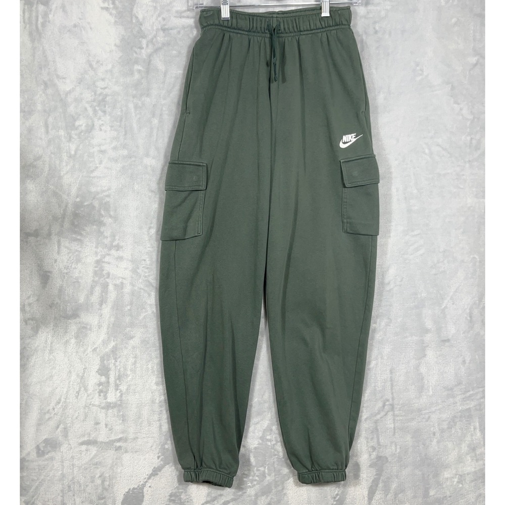 Nike Mens‎ Jogger Sweatpants XS Green Cargo Fleece Gym Relaxed Fit Drawstring